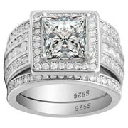 Beverly Wedding Ring Set Halo Sterling Silver Engagement Ring Black Wedding Bands Ginger Lyne Collection