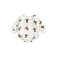 thumbnail image 1 of ZAXARRA Barboteuse Imprimé Ours pour Bébés, Col Rond Manches Longues Coupe Ample, Rose/blanc, 1 of 8
