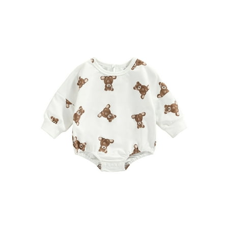 

Lovely Autumn Baby Boys Girls Rompers for Newborn Cotton Clothes Cartoon Bear Print Long Sleeve Sweatshirts Romper Jumpsuits