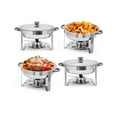 thumbnail image 1 of Yiwa Ensemble de Plats Anti-Frottement en Acier Inoxydable, Lot de 2/4/6, 5 QT, Serveurs de Buffet Ronds et Réchauds à Aliments avec Couvercle en Verre, Support et Plateau d'Égouttement pour Traiteurs, Fêtes et Banquets de Mariage, 1 of 6