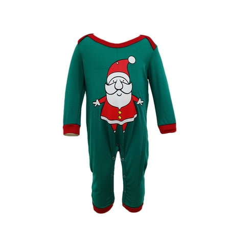 

Christmas Family Matching Sleepwear Outfits Cute Santa Print Long Top and Striped Pant Pajamas Homewear