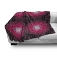 thumbnail image 3 of Purple Mandala Soft Flannel Fleece Throw Blanket, Vintage Psychedelic Ornamental Cosmos Essence Image, Cozy Plush for Indoor and Outdoor Use, 50" x 60", Maroon Hot Pink, by Ambesonne, 3 of 6