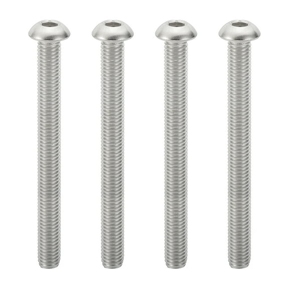 Uxcell M8-1.25x80mm Button Head Socket Cap Screws, 4 Pcs 304 Stainless Steel Hex Socket Cap Screw