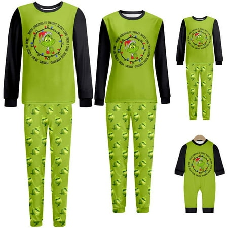 

Cyinyin Grinch Pajamas Family Christmas Pajamas Family Matching Sets Pajamas Loungewear Outfits Family Matching Long Sleeve Tops+Pants Set Christmas Pajamas For Kids Grinch Pajamas Kids