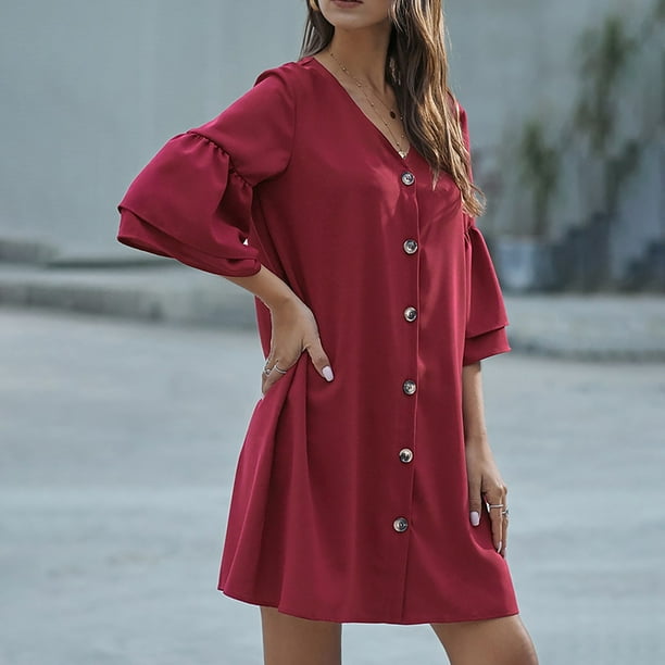 Midi dress sale three quarter sleeves