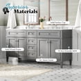 thumbnail image 5 of Merluxy 60″ Bathroom Vanity with Sink Combo, Modern Double Sink Vanity, Solid Wood with 3 Storage Drawers & Adjustable Shelves, Grey, 5 of 8