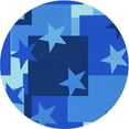 thumbnail image 1 of Ahgly Company Machine Washable Indoor Round Transitional Blueberry Blue Area Rugs, 5' Round, 1 of 7