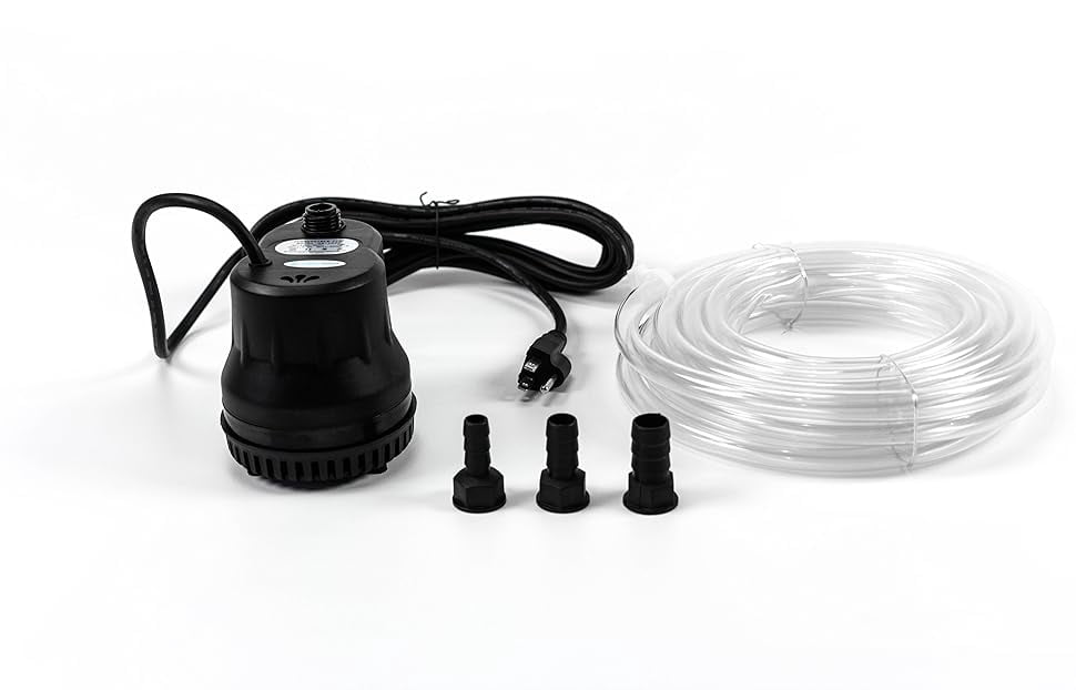 FibroPool Pool Cover Pump (600 GPH) - Submersible Electric Utility Water Pumps - 16 foot Heavy Drain Hose - For All Swimming Pools, Spas and Hot Tubs Black