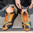thumbnail image 2 of Men's Fashion Sneakers Thin Sole Lace up Walking Tennis Shoes Running Gym Workout Classic Retro Antislip Trainers Footwear Orange Size 8, 2 of 6