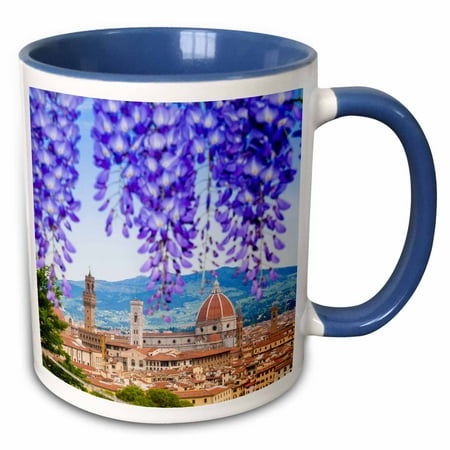 3dRose City center of Florence, Firenze, UNESCO, Tuscany, Italy - Two Tone Blue Mug,