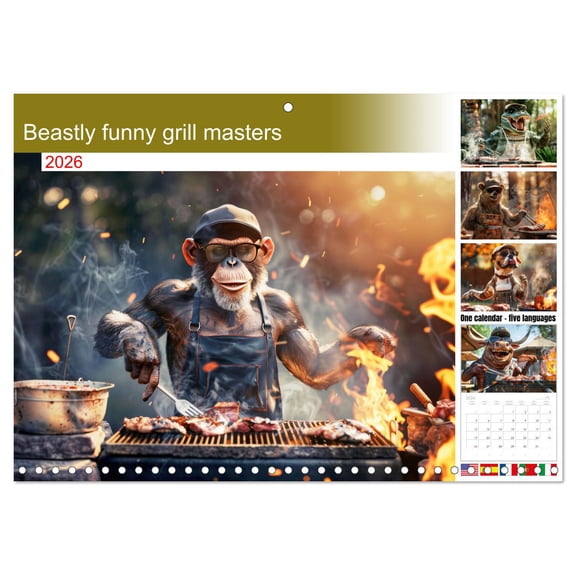 Beastly funny grill masters (Monthly Wall Calendar 2026 11.7 x 16.5 (open)), CALVENDO 14 Month Calendar