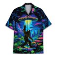 thumbnail image 2 of Retro Mushroom Alien Bigfoot Hawaiian Shirt For Men UFO Sasquatch Mens Hawaiian Shirts Short Sleeve Button Down Shirt Men, 2 of 7