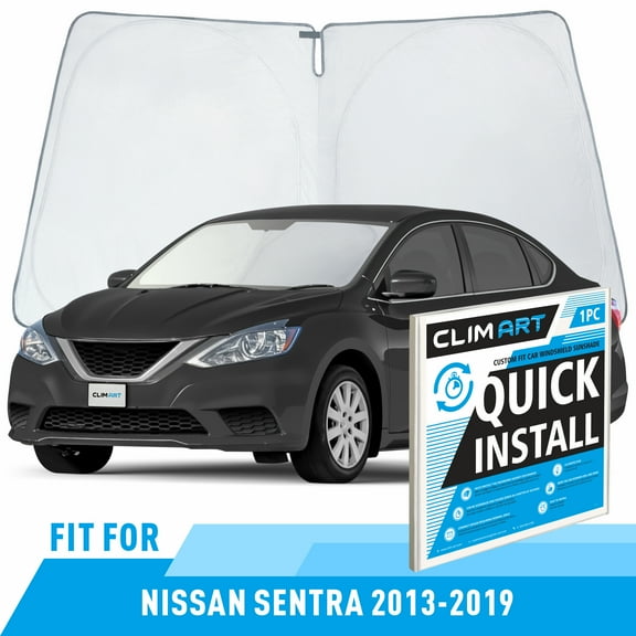 CLIM ART Windshield Sun Shade for Nissan Sentra 2013-2019, Custom-Fit Foldable Car Sunshade, Vehicle Sun Protector, Front Auto Windshield Cover, Car accessories - WS6017