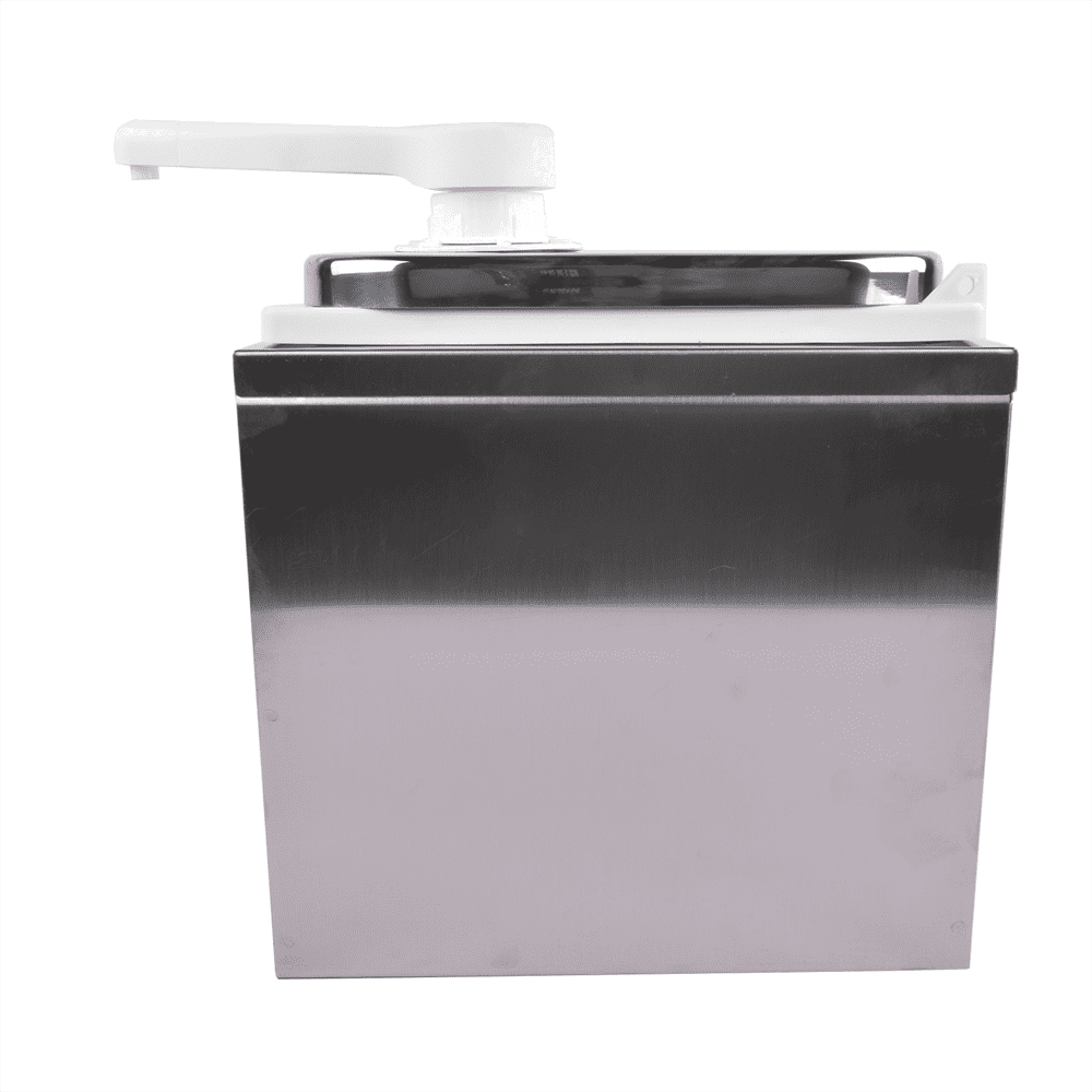 Tcbosik 2L Sauce Dispenser Pump, Stainless Steel Condiment Pump Station with Removable Jar, Condiment Pump Dispenser, White