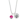 thumbnail image 2 of Delight Jewelry Silvertone Hot Pink Softball with Stitching Spinner Silvertone Script Initial Disc - B - Charm Necklace, 20"+3", 2 of 4