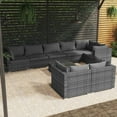 thumbnail image 1 of vidaXL 9 Piece Garden Lounge Set with Cushions Grey Poly Rattan, 1 of 5