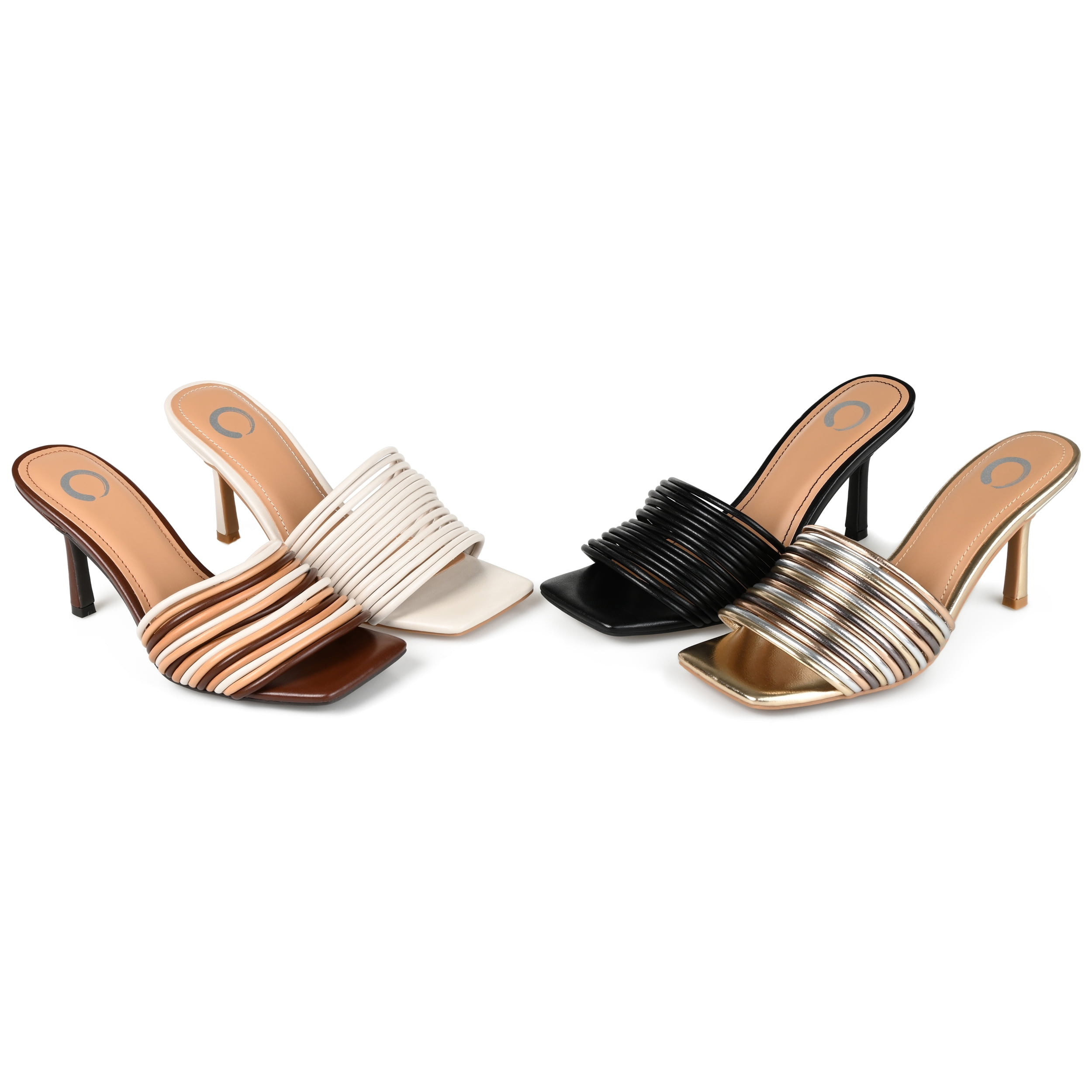 Journee Collection Womens Calliope Faux Leather Slip On Heels