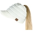 thumbnail image 1 of SURJDE Ponytail Messy Bun BeanieTail Women's Beanie Solid Ribbed Hat Cap, 1 of 6