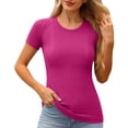 thumbnail image 2 of Babysbule Women's Seamless Short Sleeve Workout T-Shirt, Round Neck Slim Fit Breathable Yoga Top, Moisture Wicking Running Shirt for Gym Fitness, 2 of 9