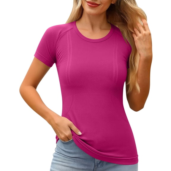Workout Tops for Women Short Sleeve UPF Sun Protection Athletic T Shirts Quick Dry Tennis Yoga Running Crew Neck Tee Slimming Fit Mothers Day Gifts