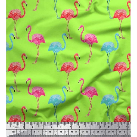 Soimoi Rayon Fabric Flamingo Bird Print Fabric by The Yard 42 Inch Wide