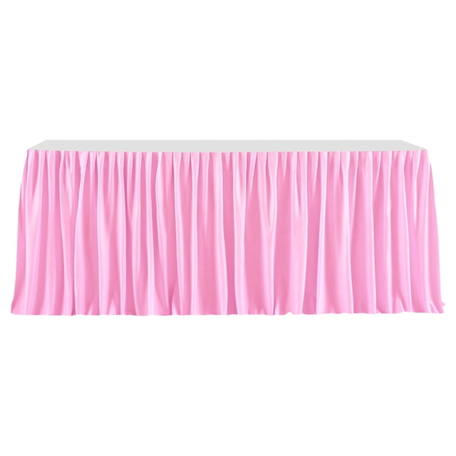 Faldón de mesa de 1,8 m para mesas rectangulares, mantel plisado resistente a las arrugas, mantel reutilizable con volantes.