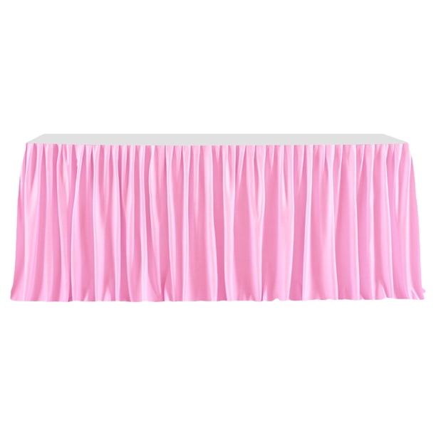 Faldón de mesa de 1,8 m para mesas rectangulares, mantel plisado resistente a las arrugas, mantel reutilizable con volantes.