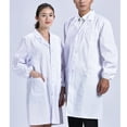 thumbnail image 4 of JUNTEX Women Men Unisex Long Sleeve White Lab Coat Notched Lapel Collar Button Down Medical Nurse Doctor Uniform Tunic Blouse with Pockets S-3XL, 4 of 15
