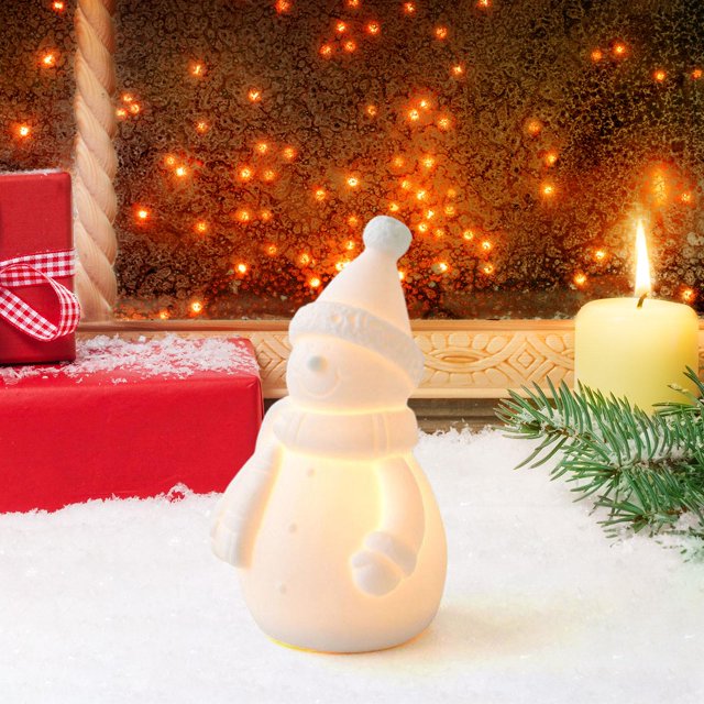 Figura navideña iluminada BLESIY Muñeco de nieve decoración navideña centro de mesa