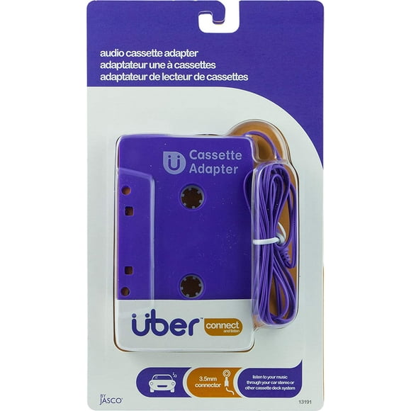 Uber Car Stereo Cassette to Aux Adapter, 3.5mm Headphone Jack, for Smartphone, Tablet, iPod, CD Player, and Other