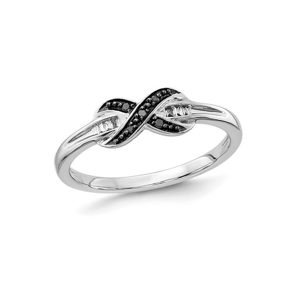 1/20 Carat (Ctw) Black & White Diamond X Ring in 14K White Gold (SZIE 7) for Women