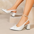 thumbnail image 4 of YTCAMLO Chunky Slingback Heels for Women, Fashion Pointed Toe Bow Tie Block Heel Pumps, Office Wedding Party Dress Shoes, 4 of 9