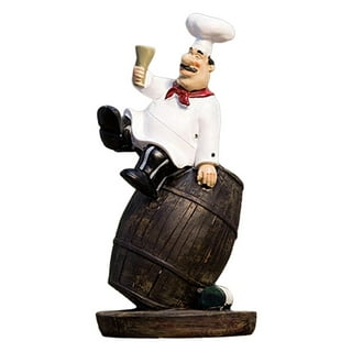 European Resin Chef Statue Figurine Kitchen Decor Miniature Ornaments Chef  Collectible Gift restaurant house kitchen Cook Cafe Bar , 15.5x10x29cm 