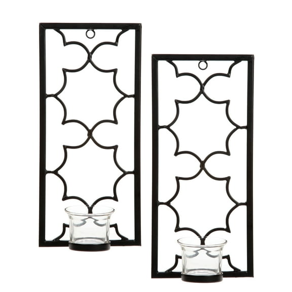 Hosley's Iron LED Tea Light Candle 2-Light Sconce Set - Black