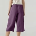 thumbnail image 4 of JJHGVB Cropped Trouser Casual Loose Lounge Slacks Knee Length Trousers pantalones capri Cropped Lounge Trousers Capris with Pockets pedal pushers for women Capri Pants for Women Z3-Purple 3XL, 4 of 7