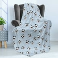 thumbnail image 4 of Panda Soft Flannel Fleece Blanket, Muzzles Panda Illustration with Happy Sad Funny Surprised Faces Different Expressions, Cozy Plush for Indoor and Outdoor Use, 60" x 80", Blue Black, by Ambesonne, 4 of 5