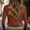 thumbnail image 5 of ClodeEU Women's Stand Collar Half Button Satin Long Sleeve Blouse,Elegant Business Casual Loose Work Shirt Tops ,Women's Plus L, 5 of 6
