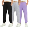thumbnail image 3 of UACY 3 Pack Girls Sweatpants High Waisted Drawstring Active Joggers Soft Athletic Pants with Pockets for Kids Winter, 3 of 9