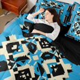 thumbnail image 5 of Manfei Southwest Tribal Twin Bedding, Geometric Aztec Bedding Comforter Set, Blue Black, Black Reversible 7-Piece, 5 of 6
