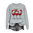 thumbnail image 7 of Ecqkame Womens Crew Neck Sweatshirts Christmas Print Long Sleeve Casual Loose Pullover Top Holiday Daily Comfy Fit Sweatshirt Gray M, 7 of 7