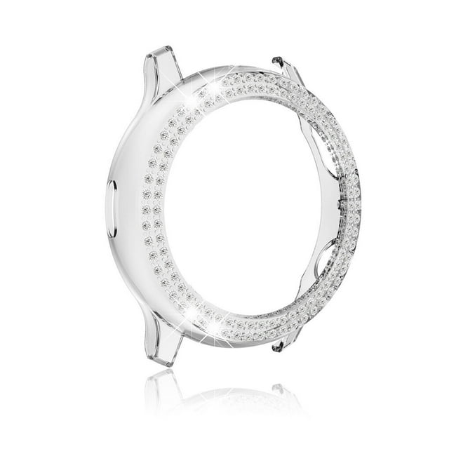 facefd Boîtier de Montre, Forme Ronde, Cadre Rigide, Pare-Chocs, Protecteur de Strass Scintillant, Coque Solide Antichoc Chic, R820-44mm Argent