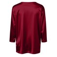 thumbnail image 7 of 3/4 Sleeve V Neck Women's Blouses Silk Satin Casual Dressy Tops Loose Fit Lightweight Soft Breathable Business Work Shirts, #02 Red, XXL, 7 of 7