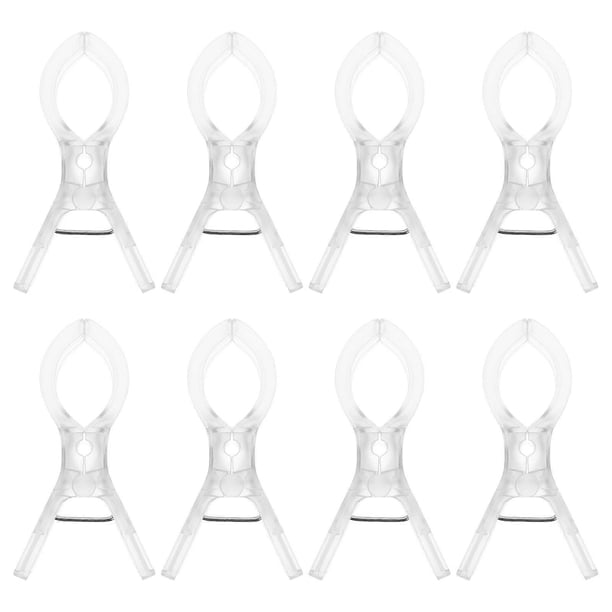 8pcs Beach Towel Clips Clothes Pegs Clothing Hanger Clamp Jumbo Size Clips for Quilt Beach Chair Pool Loungers (Clear White)