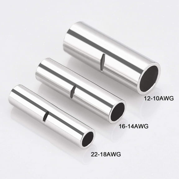 100PCS Bare Copper Butt Connectors Splice Crimp Wire Terminals Non-Insulated