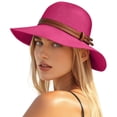 thumbnail image 2 of AirLoni Panama Hats For Women UPF 50+ Sun Wide Brim Packable Foldable Lightweight Breathable Bucket Hat Summer Sun Hats For Outdoor Travel Gardening Solid Color Hot Pink,One Size, 2 of 5