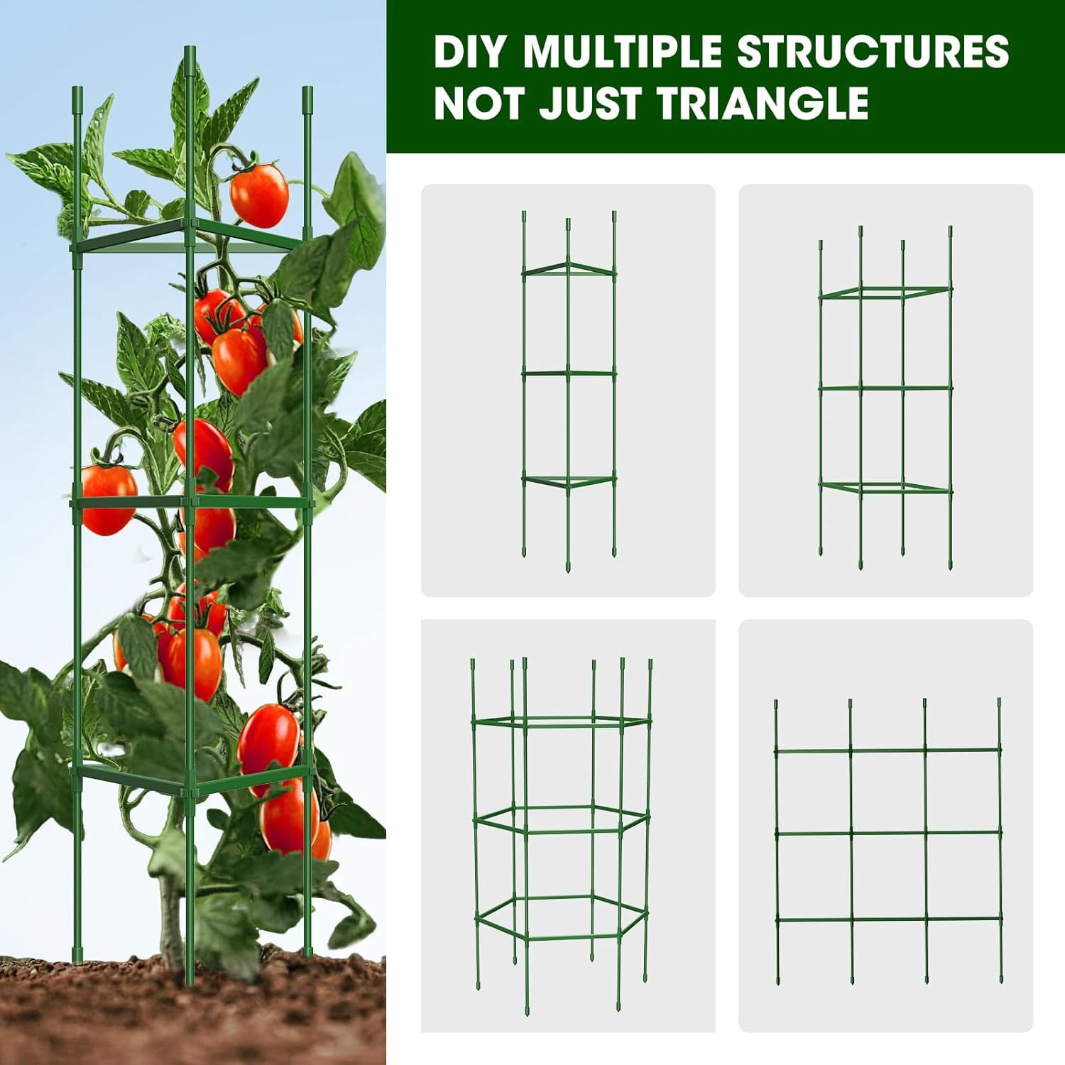 3PCS Tomato Cages for Garden, Tomato Trellis for Raised Garden Bed, 51.2" Tall Tomato Cage Plant Support for Pots, Gardening Supplies Trellis for Climbing Plants