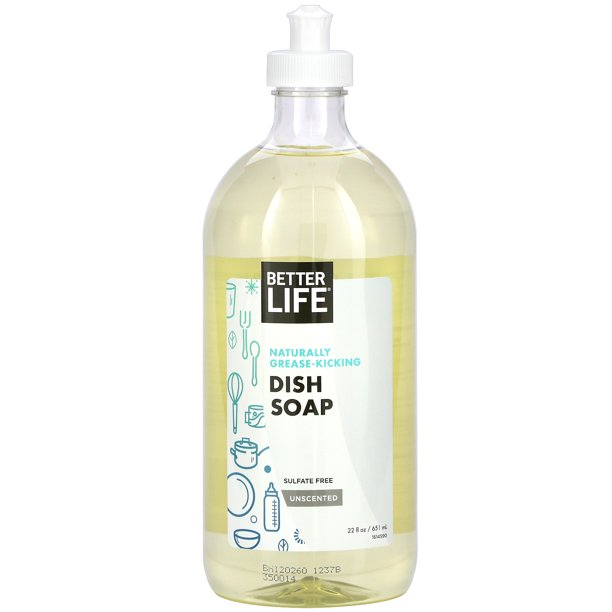 Better Life Naturally GreaseKicking Dish Soap, Unscented, 22 fl oz