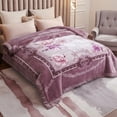 thumbnail image 2 of WOOW DEPOT Twin Full Heavy Fleece Bed Blanket 1 PCS, 6.61 lbs 70.8" x 86.6", Reversible Thick Floral Print Soft Warm Mink Blanket Elegant, Lavender Orchid, 2 of 7
