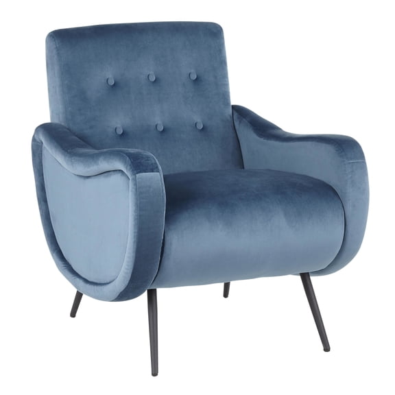 Rafael Contemporary Lounge Chair in Black Metal and Teal Velvet by LumiSource