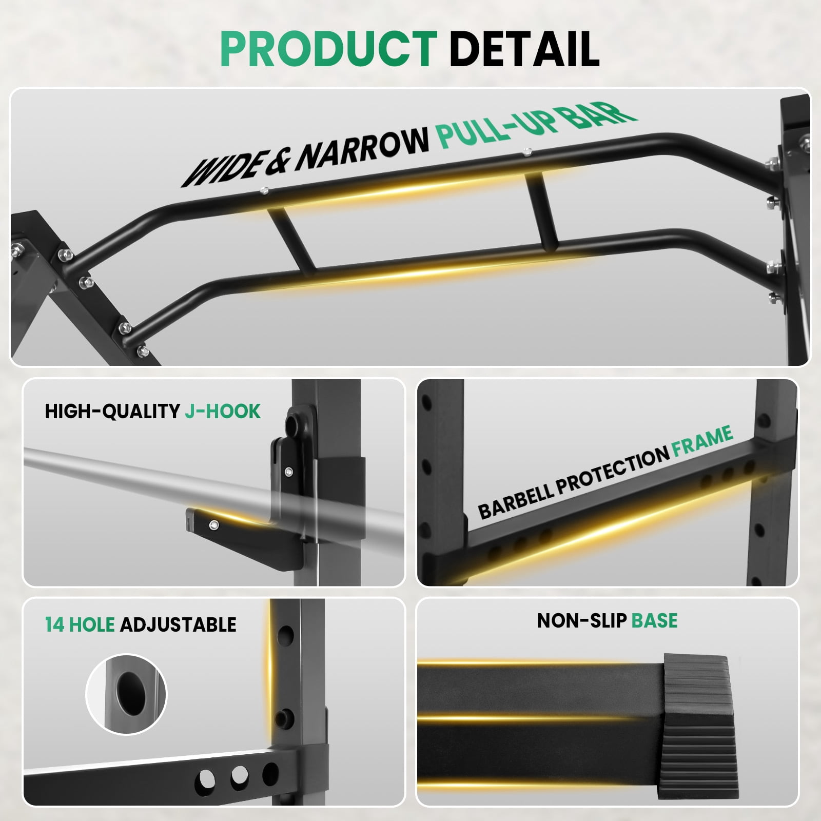 Squat Rack Stand with 1200 lbs Capacity - Compatible with Standard and Olympic Barbells for Home Gym Sessions